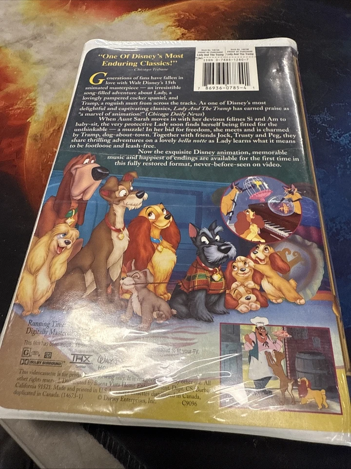 Disney Lady And The Tramp VHS Sealed Masterpiece Collection 1998 Collectible New - Image 3 of 4