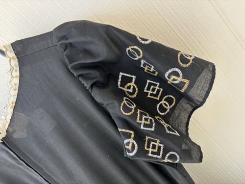 Vestido de baile vintage Rockmount Ranchwear negro, dorado, plateado cuadrado - Imagen 5 de 10