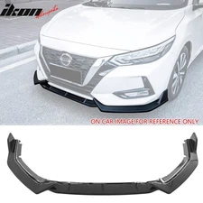 Fits 20-23 Nissan Sentra Sedan IKON 3PCS Front Bumper Lip Spoiler PP Gloss Black