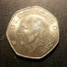 1982 Mexico 10 Pesos Coin