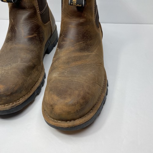 Georgia Boot 4" Chelsea Work Boots Mens 10 Brown Leather Pull-On Soft Toe - Picture 7 of 18