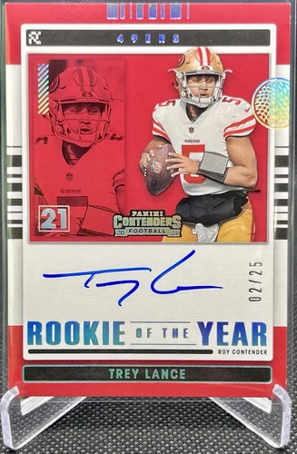 2021 Panini Contenders Trey Lance Rookie of the Year Auto /25 #ROY-TLA RC