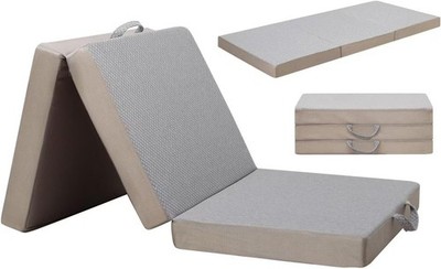 Gwydre dreifach faltbare Memory Foam Matratze (190 x 75 x 10 cm) - grau