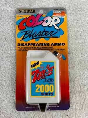 1987 Vtg RARE LJN Entertech COLOR BLASTER Water GUN Zap it AMMO Sealed liquid 