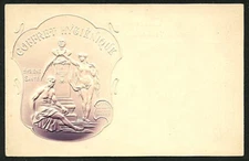 French 1900 Risque Advertising PHARMACY Art Nouveau GRUSS AUS Style EMBOSSED