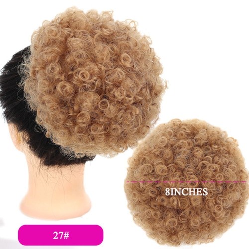 Short Curly Chignon Synthetic Chignon Afro Puff Hair Bun Drawstring Ponytail - Picture 7 of 33