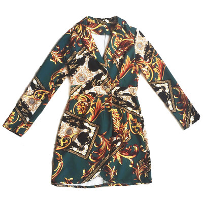 La様 Women's Dress Mini Dress Double-Breasted Fitted Elegant Baroque GI