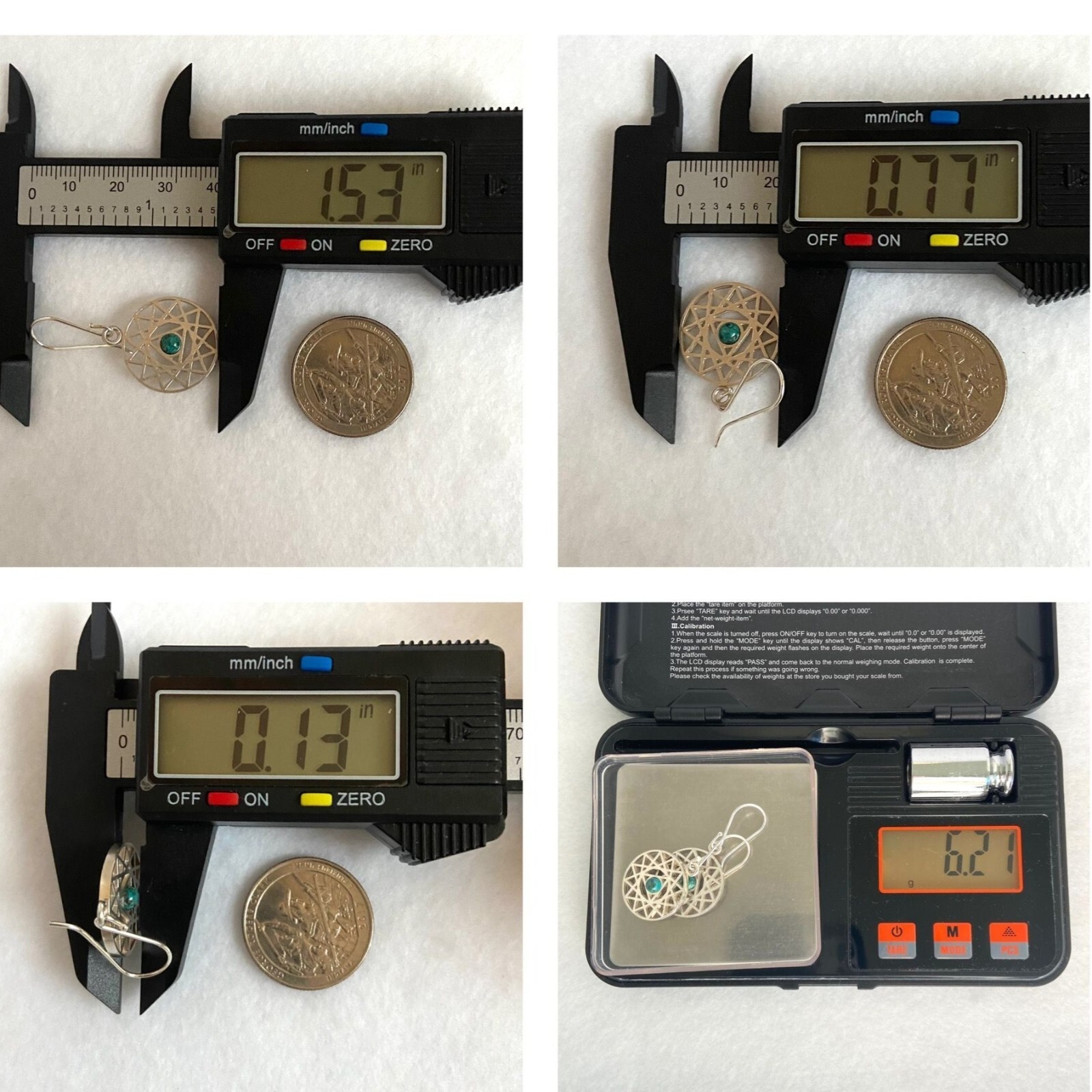 Sterling Silver Openwork Round Mandala Trinity St… - image 9