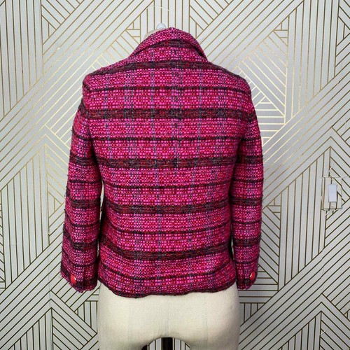 Kate Spade New York Pink Magenta Tweed Blazer Button Front Preppy Size 0 - Picture 6 of 11