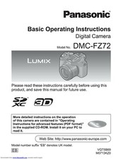 PANASONIC DMC-FZ72 BASIC PRINTED INSTRUCTION MANUAL USER GUIDE HANDBOOK 28 pages