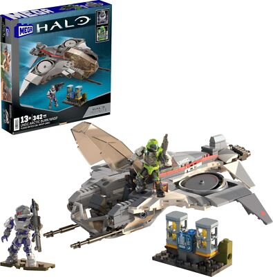 MEGA Halo Action Figure Building Toy, UNSC Arctic Burn Wasp with 342 Pieces a...