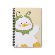 Baby duck with frog hat - Spiral Notebook - Ruled Line