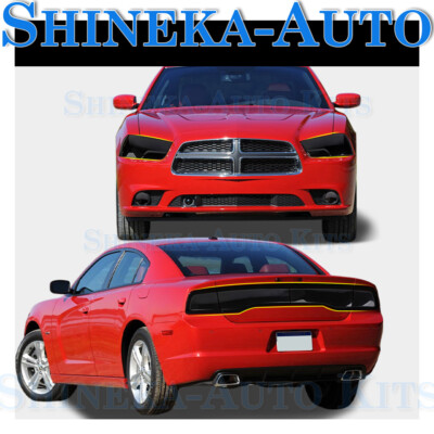 FOR DODGE CHARGER 2011-14 HEADLIGHT & TAILLIGHT LAMP PANEL COVER TRIM SHELL KIT