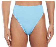 Nike Women's High-Waisted Bikini Swim Cheeky Bottom Textured Blue Sz S NWT