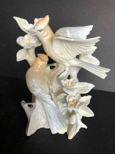 Vintage WAXWING Fine Porcelain Birds & Flowers Figurine, 3v 6189 LOOKS NEW! - Afbeelding 1 van 9
