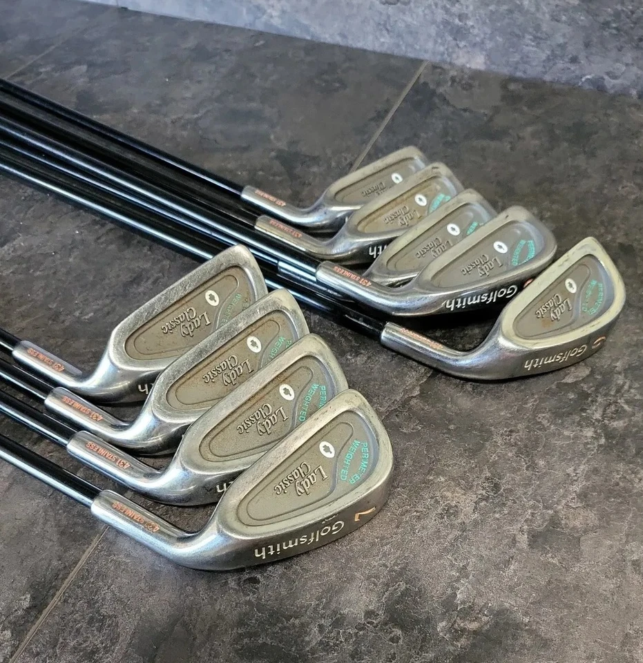 Juego de 11 piezas de hierro Golfsmith LADY CLASSIC (2-5 7-9PW y SW) eje de acero derecho golf Foto 2 de 4