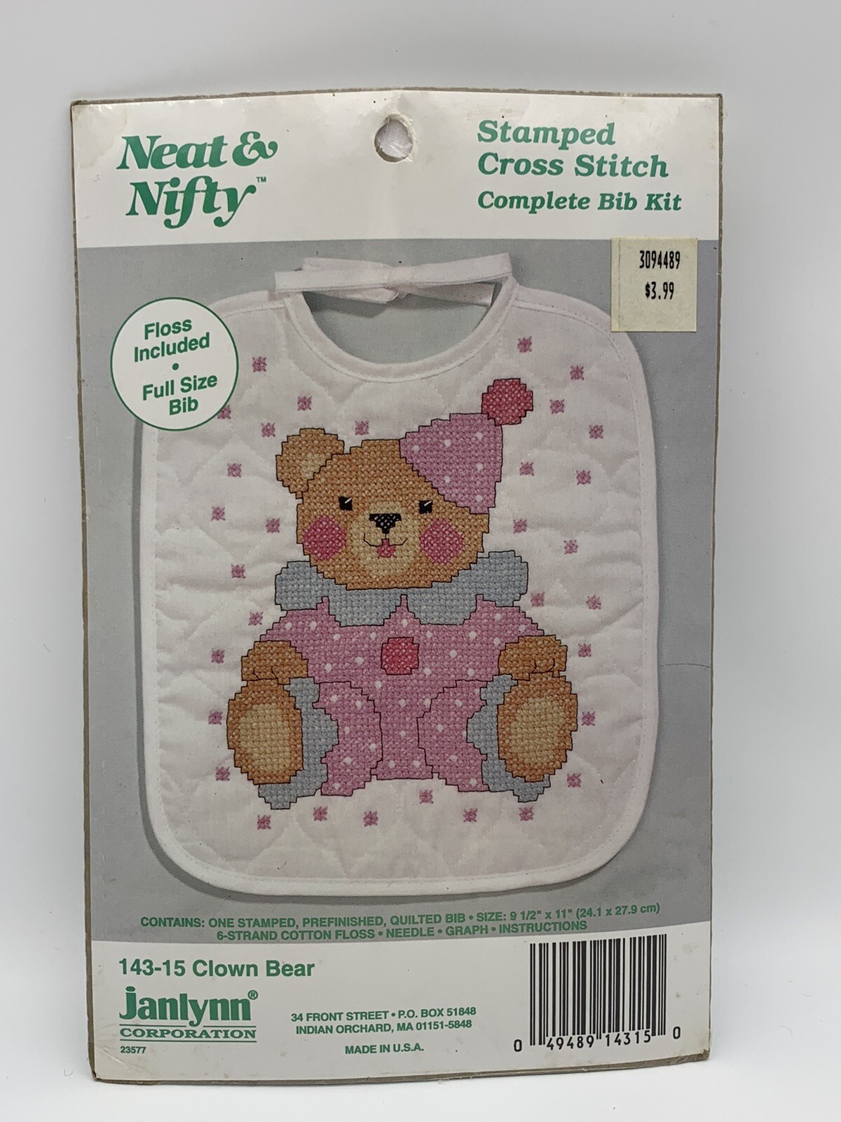 Janlynn Cross Stitch Bib Kit Lot Moon & Stars 14309, Bear 14315, Jack