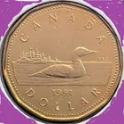 Photo of a 1991 Canada Loonie from an eBay sale