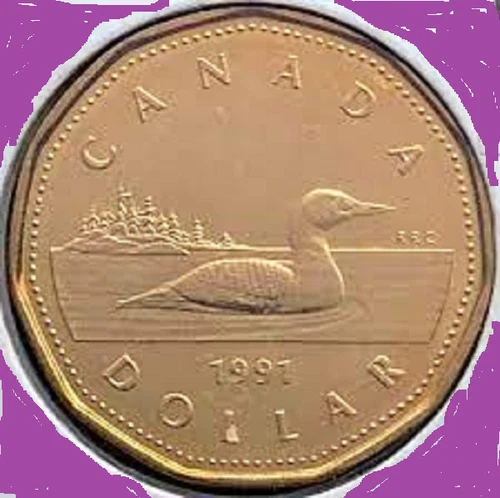 Photo of a 1991 Canada Loonie from an eBay listing that sold on Jul 20, 2026