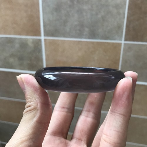Natural Emperor Purple Grey Jadeite Agate Flat Bracelet - Picture 5 of 9