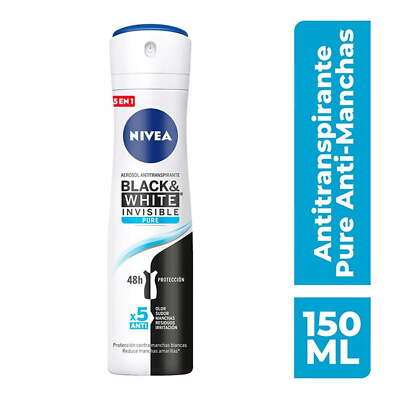 Nivea Spray Black & White Invisible Pure 48h Protection 150ml | eBay
