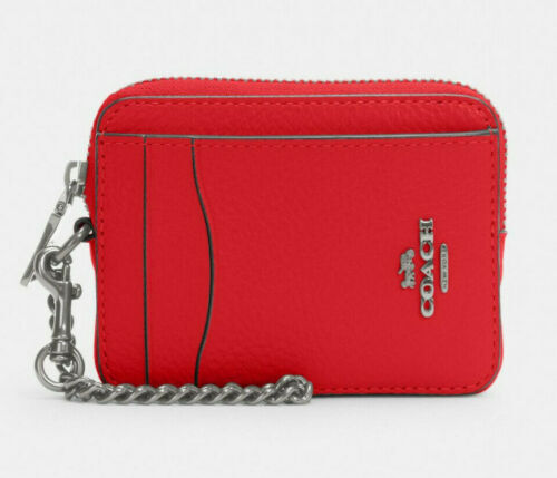 Coach Mini Skinny Id Case In Leather With Leopard Print CC870