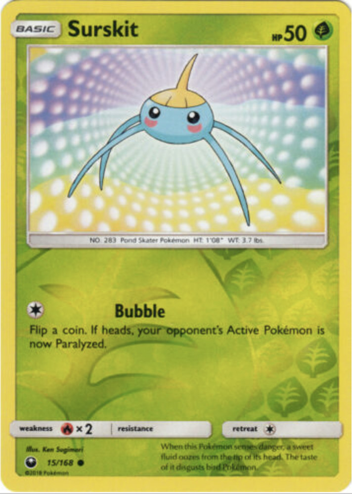 Pokemon - SM7 Celestial Storm -Surskit - 15/168 - Common - Reverse Holo-NM/M