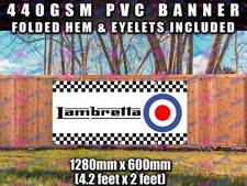 LAMBRETTA BANNER SIGN Indoor Outdoor workshop garage man cave SHED PVC CHEQUERS