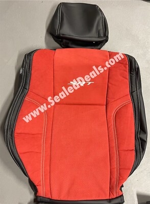 Black Red Perf Leather & Suede Seat Covers for 2015-23 Dodge