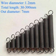 Wire Dia 1.2mm OD 7mm Extension Spring Hook/Loop Extending Spring Long 30-300mm
