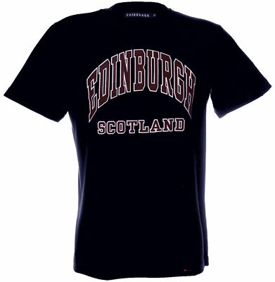 Harvard Style T Shirt With Edinburgh Text In Dark Navy Size Large