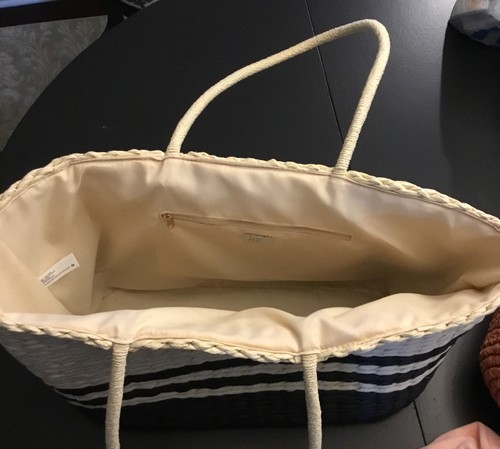 Large Straw Beach Pool Shopping Tote Bag Farmers Market Purse NEW - Picture 3 of 4