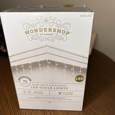 Wondershop 9' FT Curtain Icicle Lights Warm White LED Christmas Indoor Outdoor