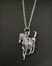 925 Sterling Silver Horse/Stallion Pendant 18" Necklace Fashion Party Charm
