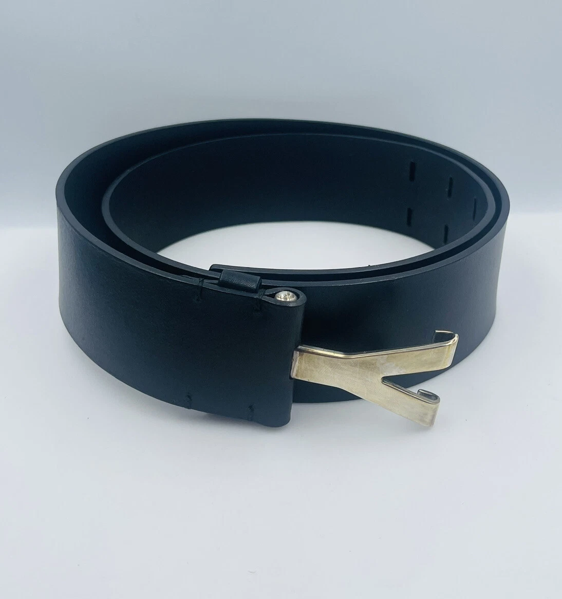 Saint Laurent Ysl Leather Belt in Black