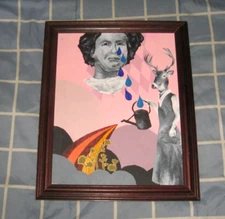 Very Rare Framed ORIGINAL OIL PAINTING Signed by Artist K.O. Surrealism Abstract