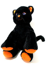 Build A Bear Lucky Kitty Orange Sparkle Paws BAB Black Cat Plush 14"