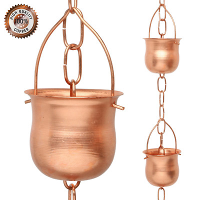 Marrgon Copper Water Chain with Pot Shaped Cups   Durable & Thick Rain Chain