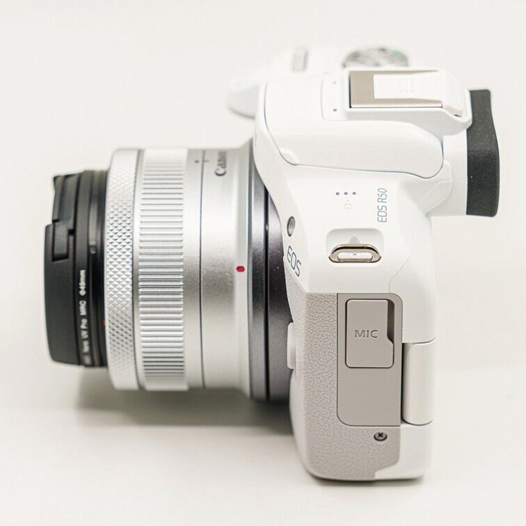 Canon EOS R50 Mirrorless Camera with 18-45mm Lens White Canon EOS R50 Mirrorless Camera with 18-45mm Lens White