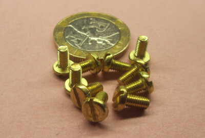 Brass Pan Head Machine Screw Slotted M3 x 0.5 x 6 mm Length, 50 pc