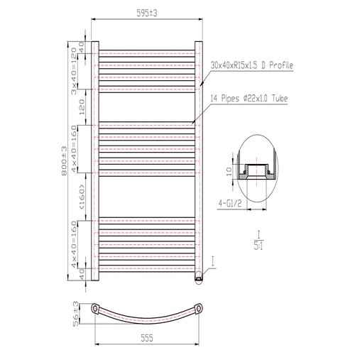 UK Radiators Towel Radiator TowelRail Curved Flat White|Chrome|Anthracite|Black - Picture 89 of 91
