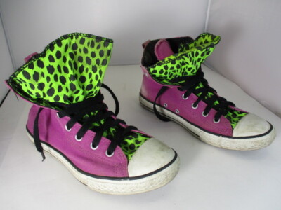 CONVERSE All Star Chuck Taylor Girls Womens Hi Top Pink Leopard Shoes Sz  VGC