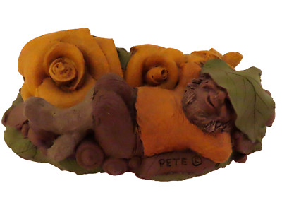 Tom Clark Gnome Pete Orange Fall Flowers Cairn Figure Statue 53 Signed 1985