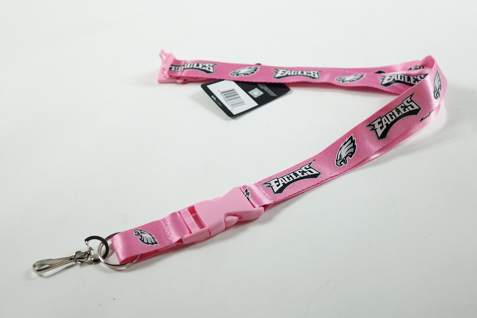 NFL Philadelphia Eagles Lanyard Keychain Pink with Clip for Keys, Badge