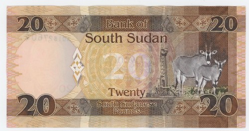 South Sudan 20 Pounds 2017 Pick 13.c UNC Uncirculated Banknote - Picture 2 of 2
