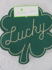 Storehouse St Patrick's-Lucky Shamrock- Green Felt - 4 Placemats 15 x 16-New