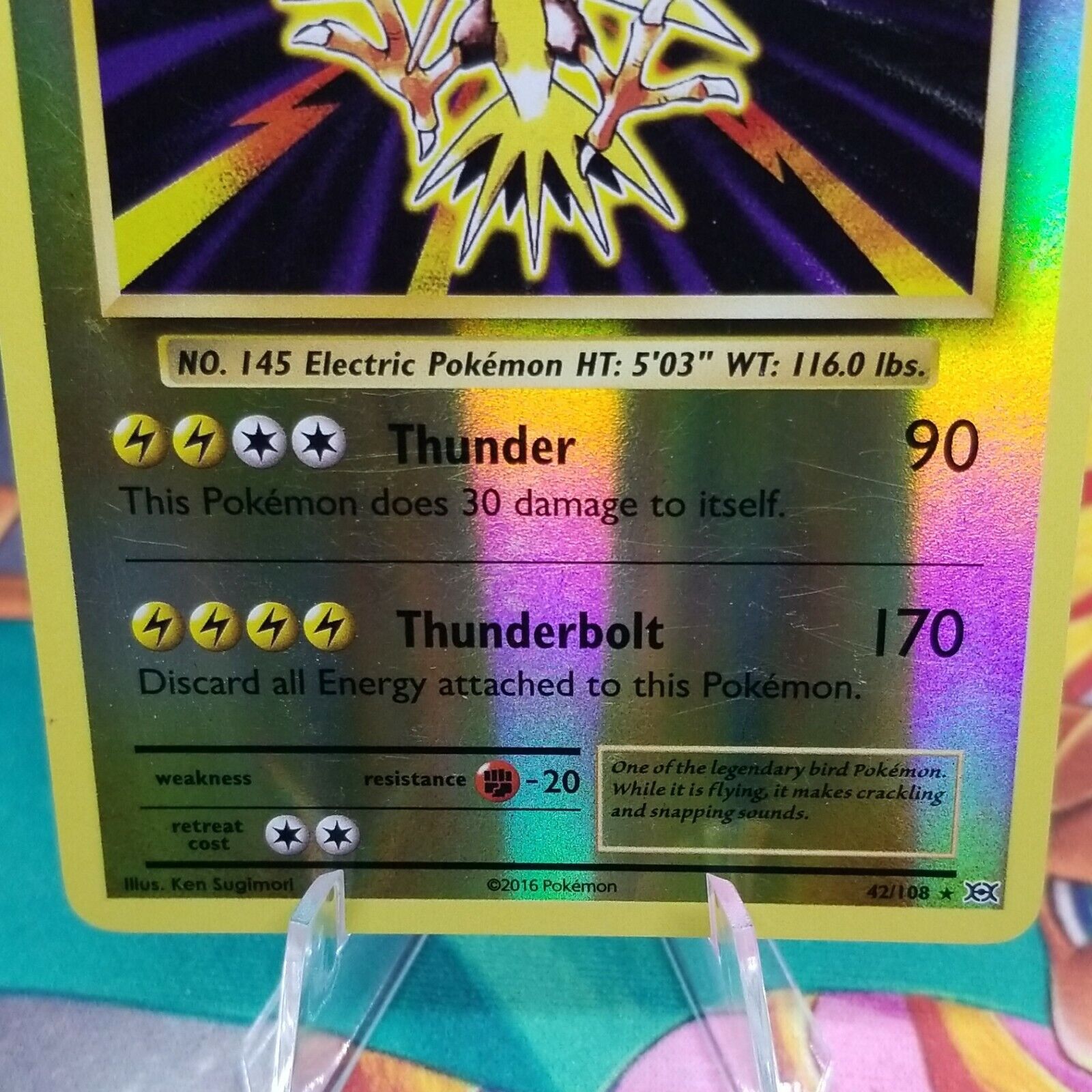 Zapdos REVERSE HOLO RARE 42/108 Pokemon TCG XY Evolutions Card NM Shiny  2016