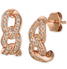 Le Vian 14K Gold Crossover Hoop Earrings with Chocolate & White Diamonds — listing 2