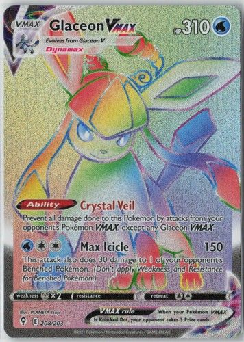 Pokemon TCG Glaceon VMAX 209/203 SWSH07 Evolving Skies UR Holo ENG 310 HP