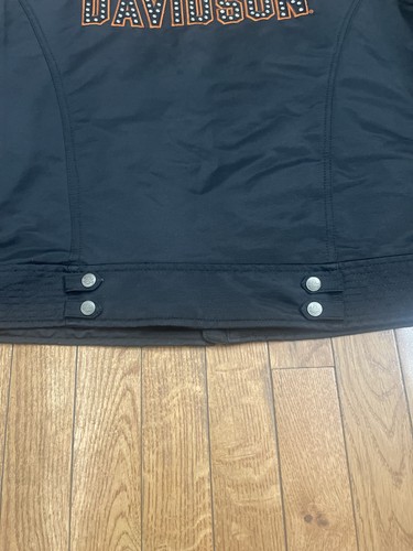 Women Sz 1W HARLEY DAVIDSON Jacket BLACK CROP ORANGE RHINESTONE BACK LOGO Bling - Picture 9 of 17
